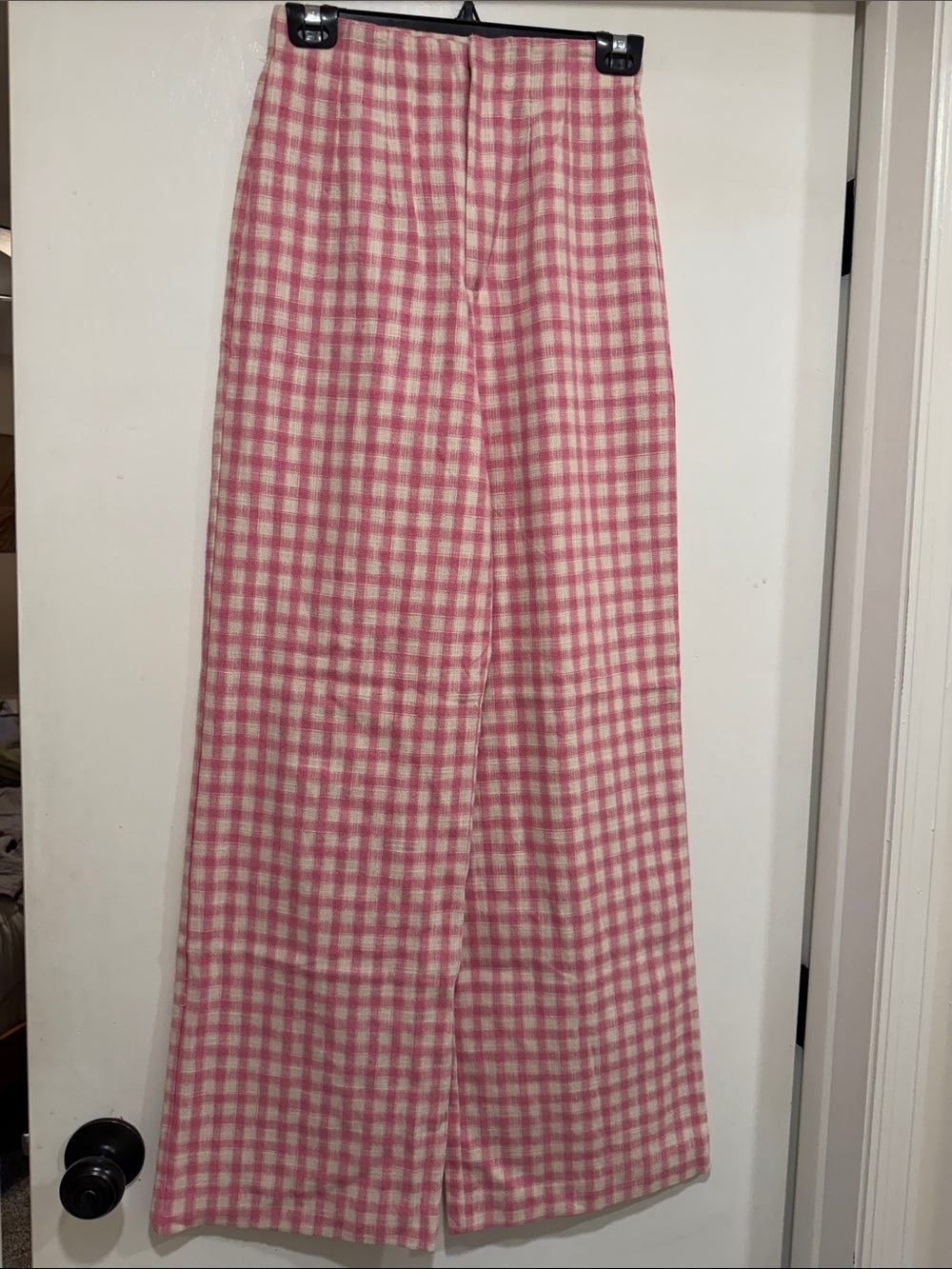 NWOT Zara Pink and White Gingham Work Pants Size XS